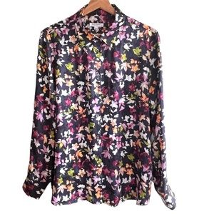 Equipment floral navy silk button down shirts L/G